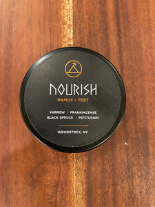 Nourishes dry, chapped hands, cuticles and great for local areas, hands, and feet. Contains rich oils of baobab, jojoba, beeswax and essential oils of frankincense and yarrow. 